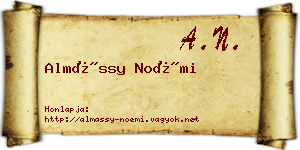 Almássy Noémi névjegykártya